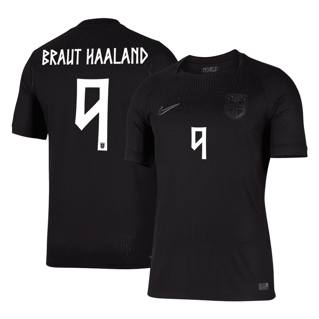 Norge Tröja BRAUT HAALAND #9 2026 Borta Autentisk Svart