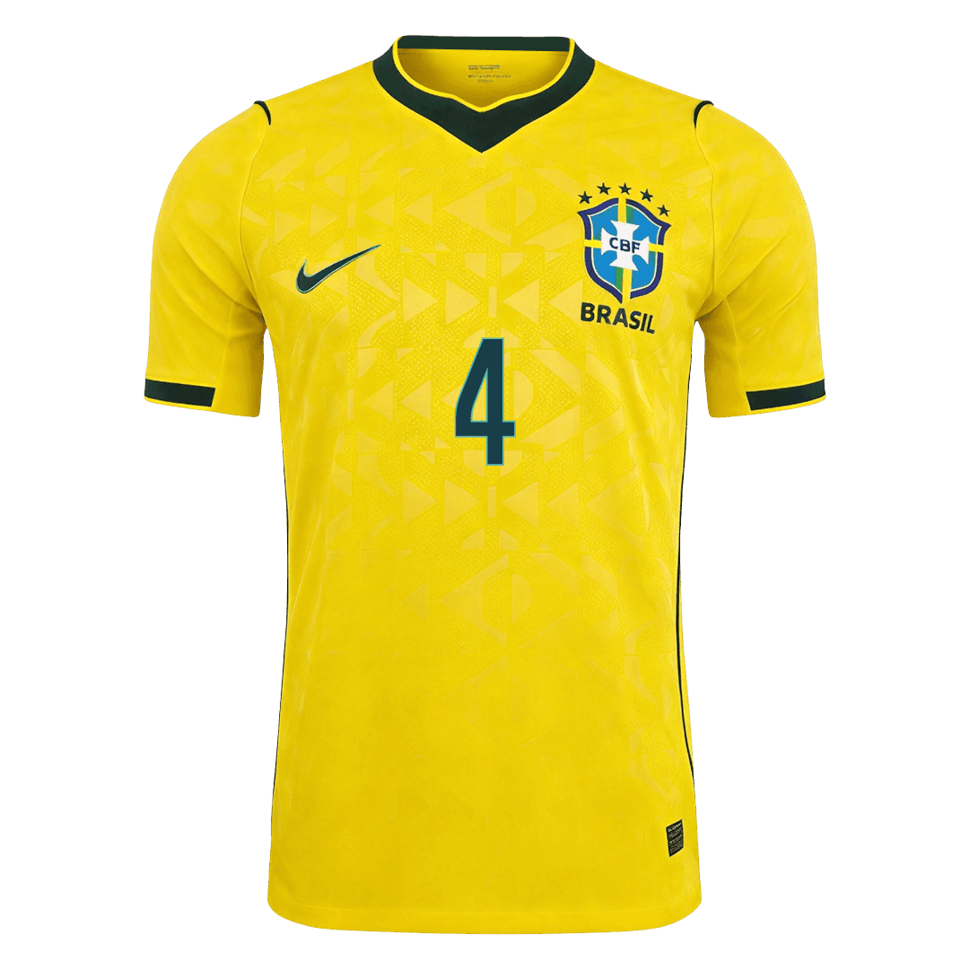 Brasilien Tröja MARQUINHOS #4 2026 Hemma Autentisk Gul