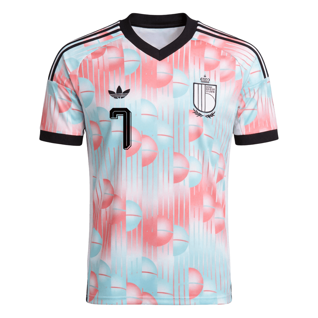 Belgien Tröja DE BRUYNE #7 2026 Borta Blue&Pink-8