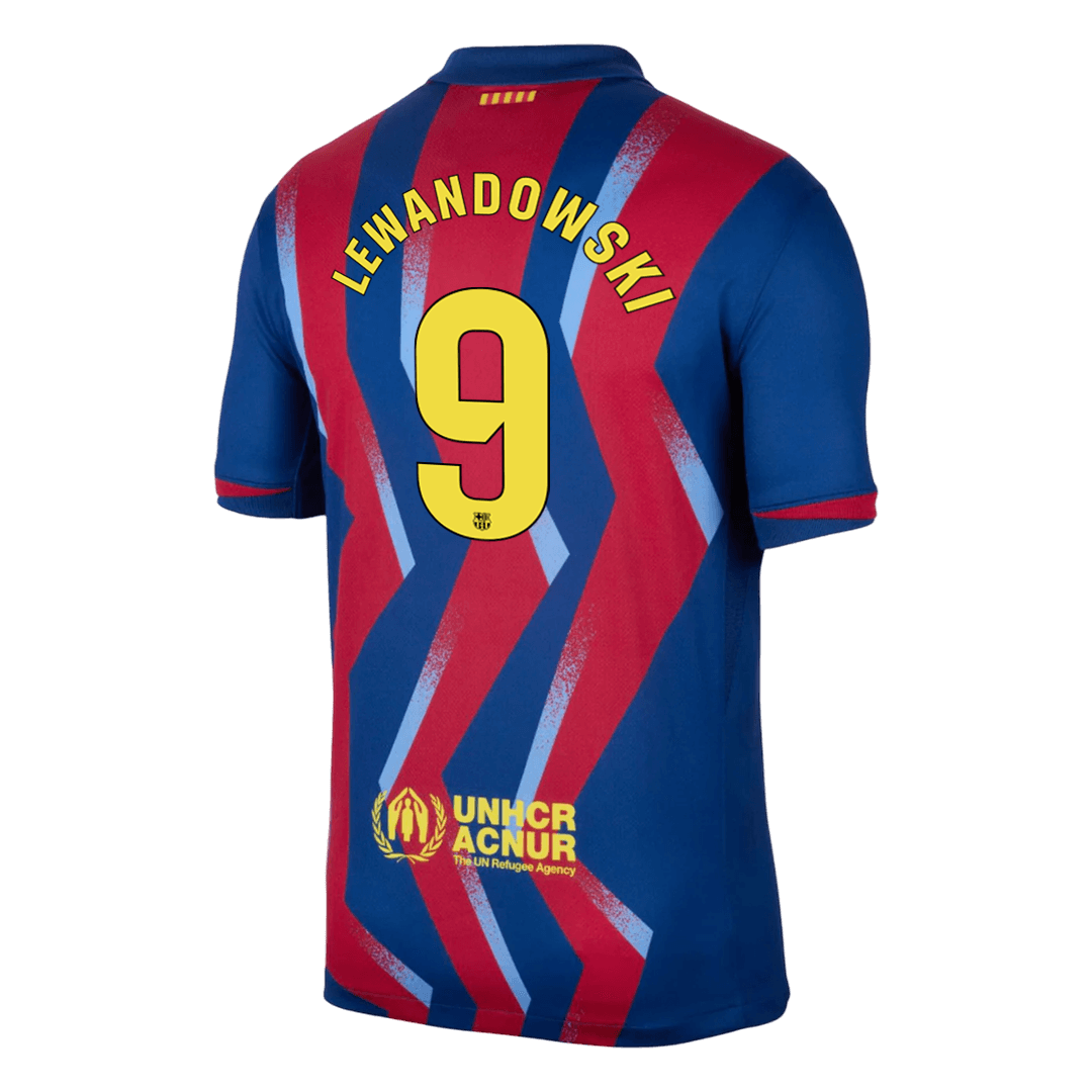 Barcelona Tröja LEWANDOWSKI #9 2025/26 Fourth Away Röd & Blå
