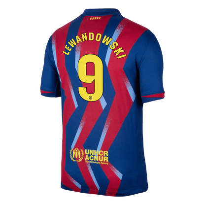 Barcelona Tröja LEWANDOWSKI #9 2025/26 Fourth Away Röd & Blå-2