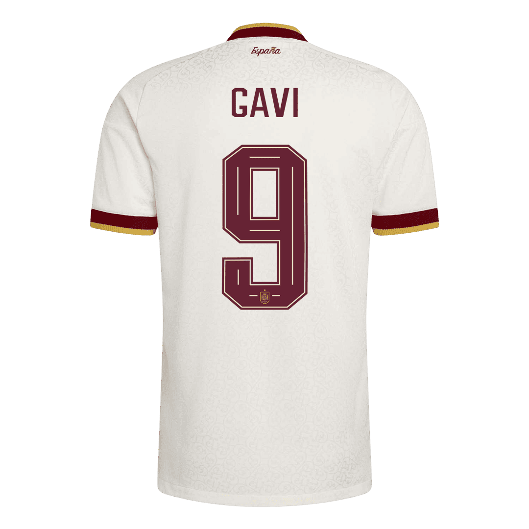 Spanien Tröja GAVI #9 2026 Borta Autentisk Vit (2 Stjärnor)-9
