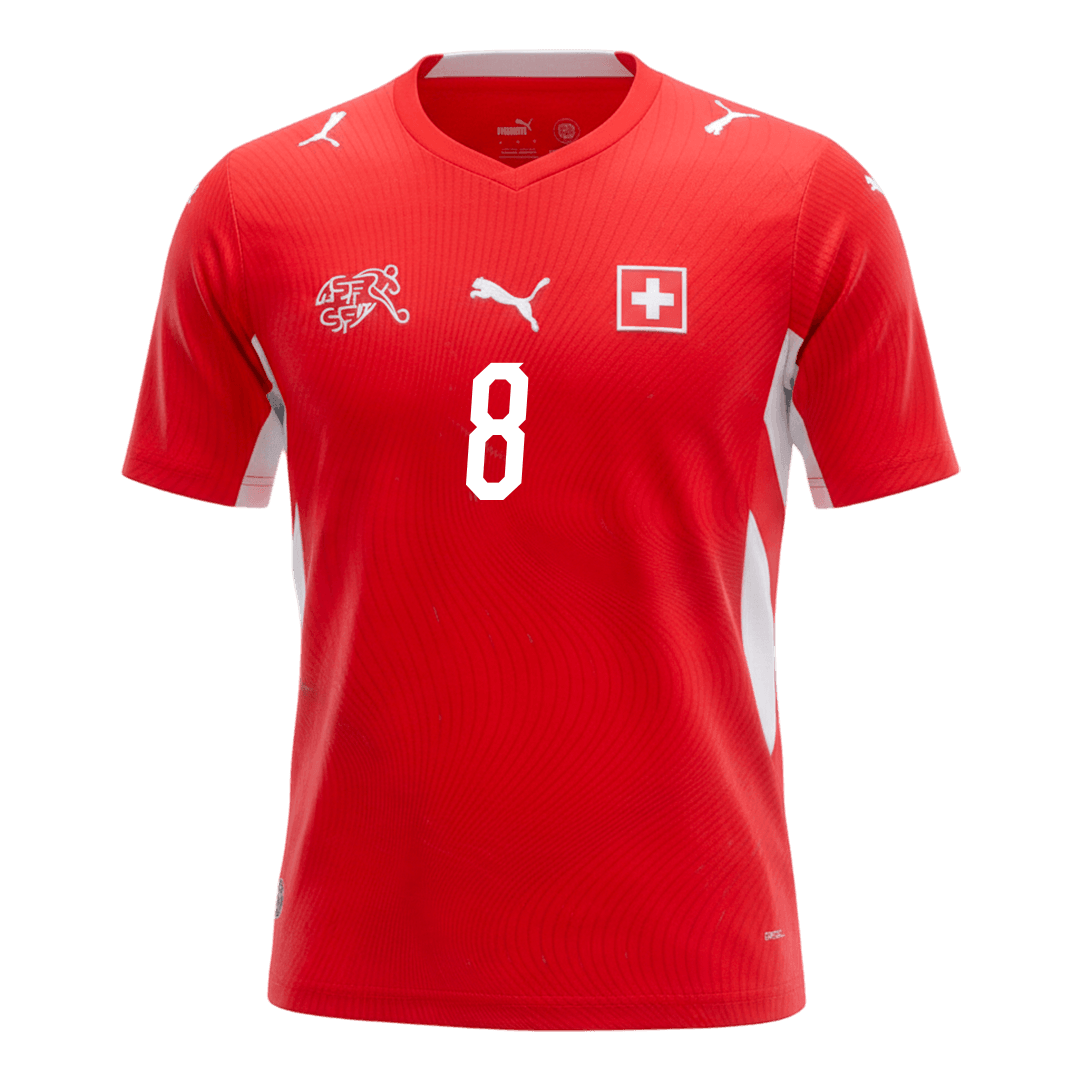 Schweiz Tröja REULER #8 2026 Hemma Röd-9