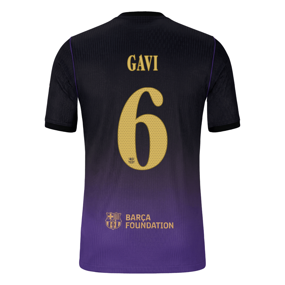 Barcelona Tröja GAVI #6 2026/27 Borta Autentisk Black/Purple - UCL