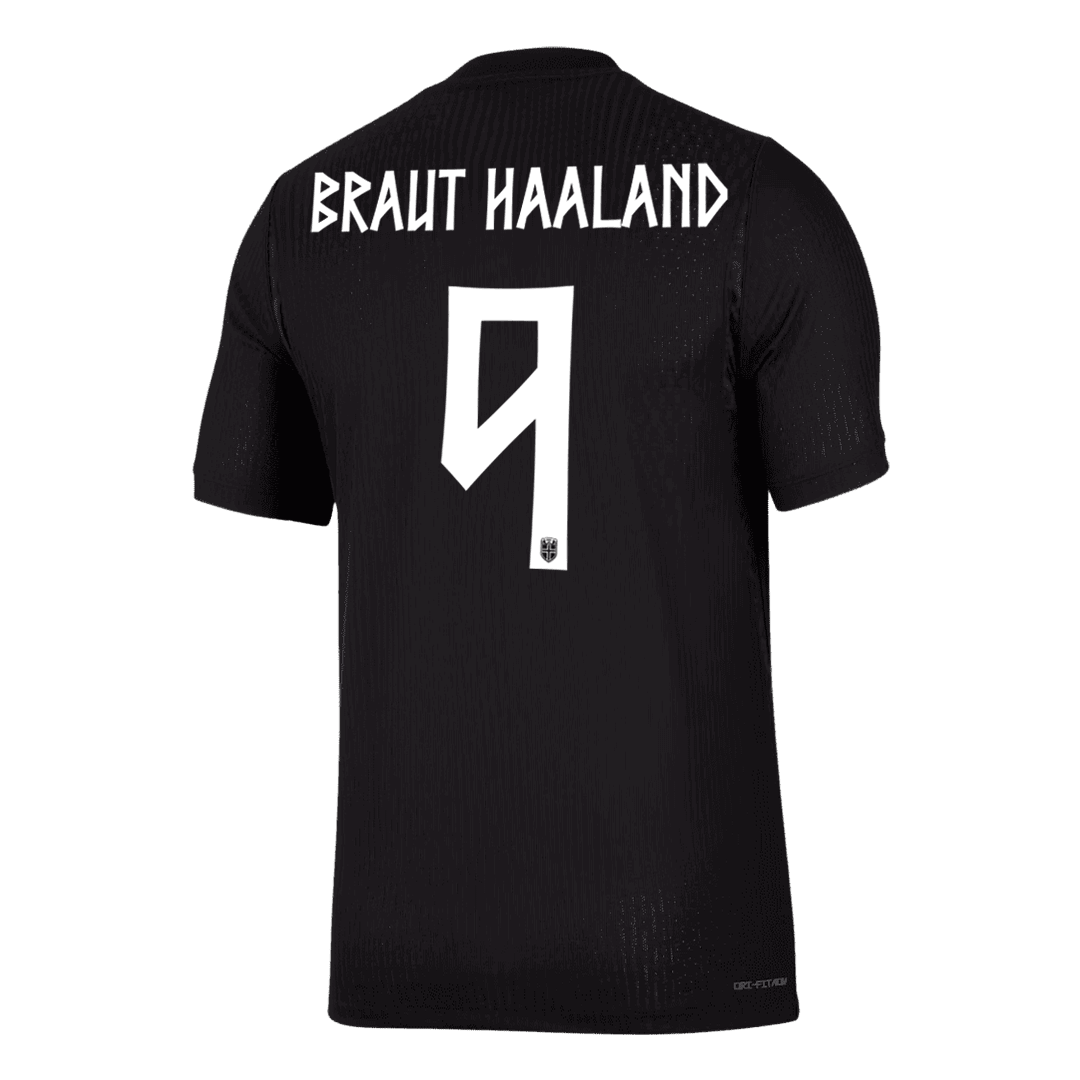 Norge Tröja BRAUT HAALAND #9 2026 Borta Autentisk Svart-3