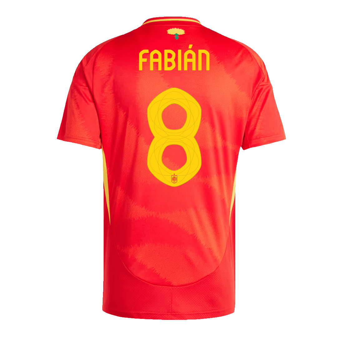 Spanien Tröja FABIÁN #8 Euro 2024 Hemma Röd-2
