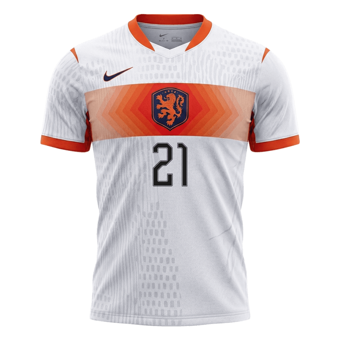 Nederländerna Tröja F.DE JONG #21 2026 Borta Autentisk Vit