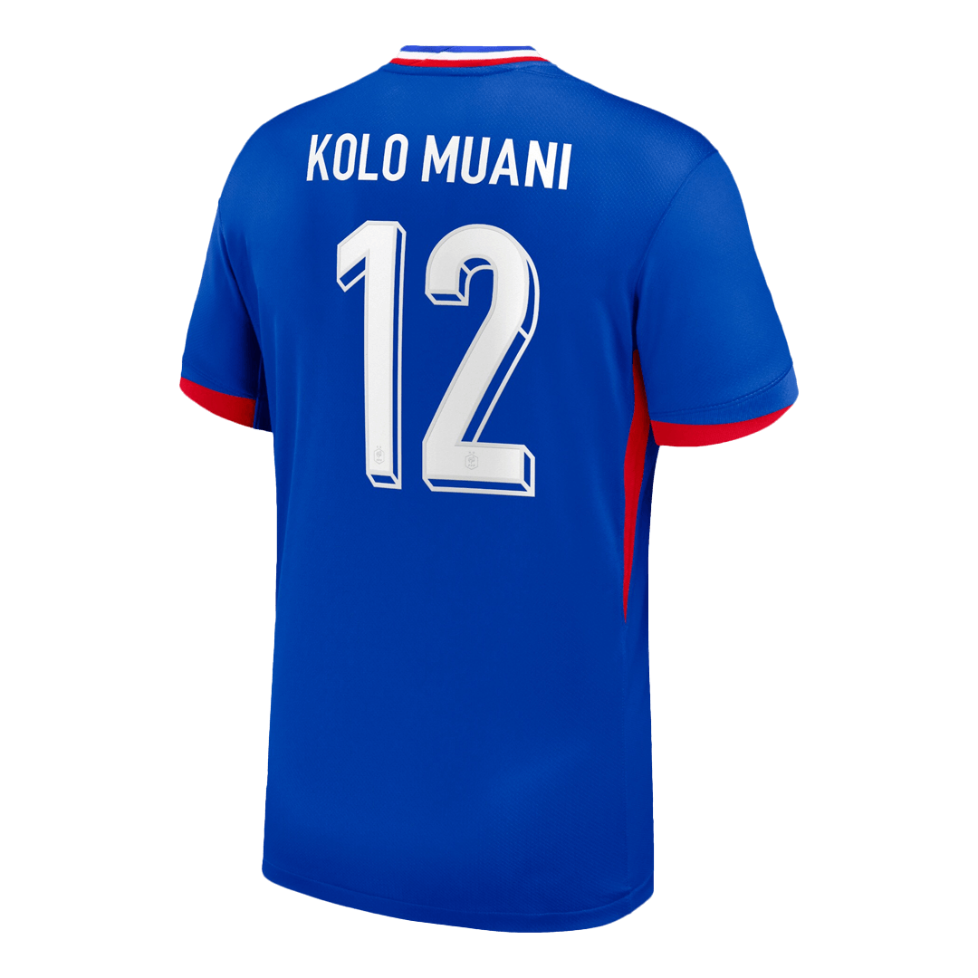 Frankrike Tröja KOLO MUANI #12 Euro 2024 Hemma Blå-7