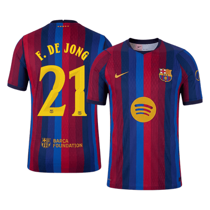 Barcelona Tröja F. DE JONG #21 2026/27 Hemma Autentisk Röd & Blå - UCL