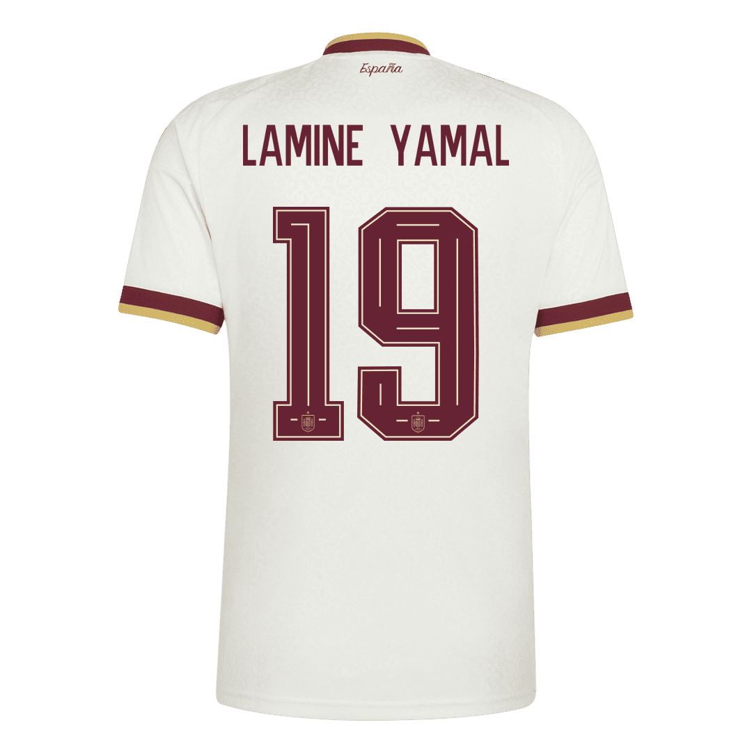 Spanien Tröja LAMINE YAMAL #19 2026 Borta Vit (2 Stjärnor)-3