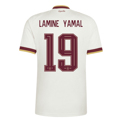 Spanien Tröja LAMINE YAMAL #19 2026 Borta Vit (2 Stjärnor)-3