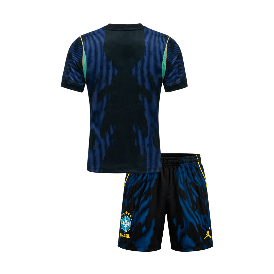 Brasilien Tröja 2026 Borta Mörkblå Barn-2