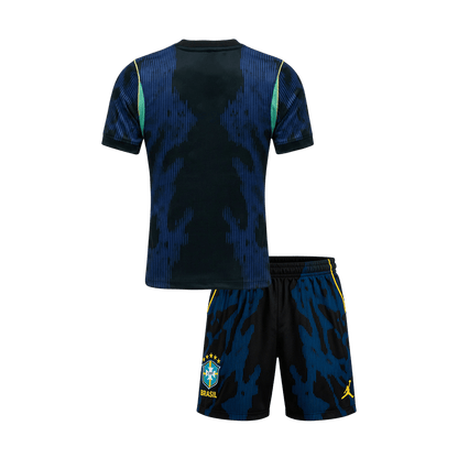 Brasilien Tröja 2026 Borta Mörkblå Barn-2