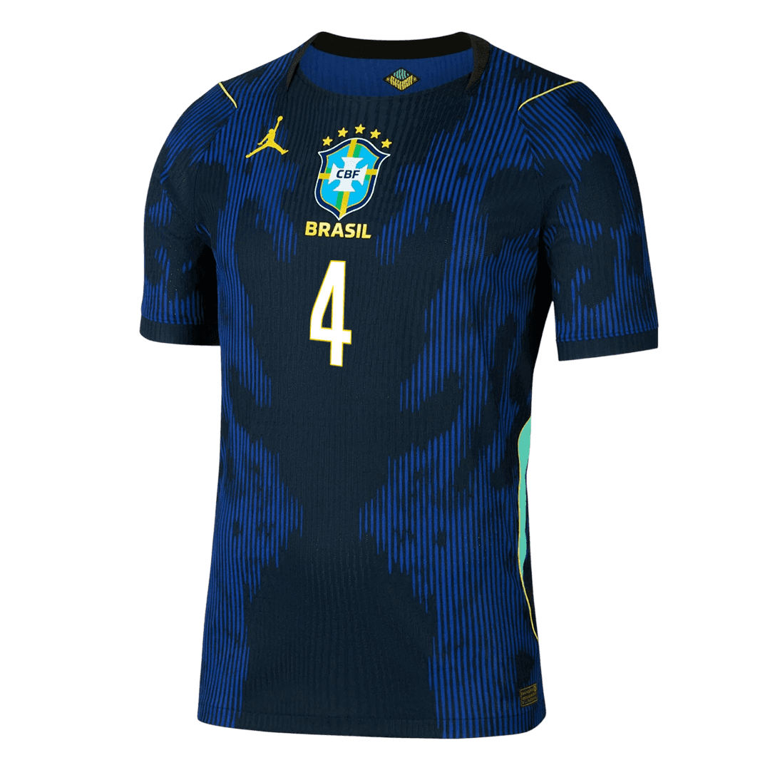 Brasilien Tröja MARQUINHOS #4 2026 Borta Autentisk Mörkblå-2