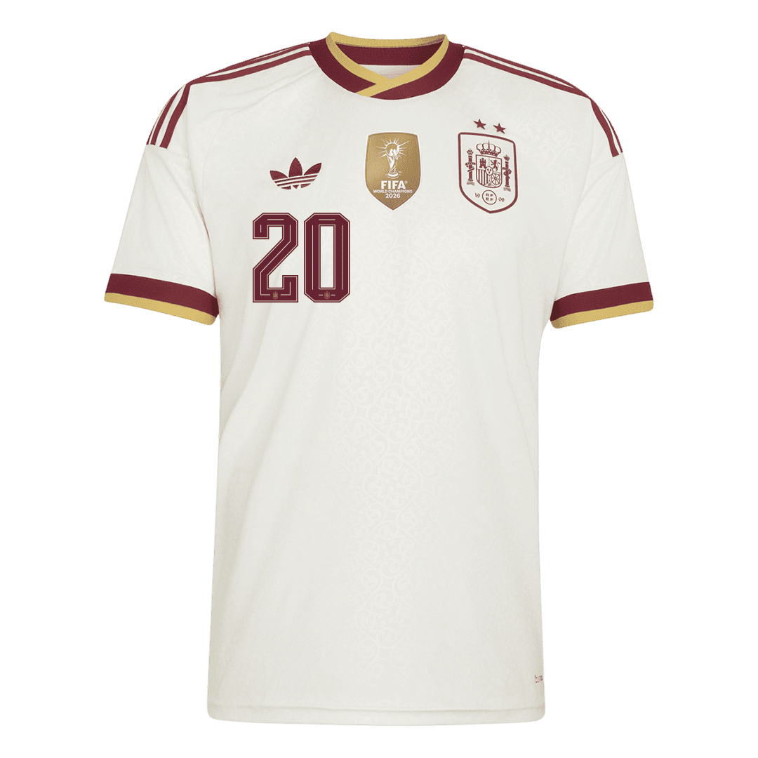 Spanien Tröja PEDRI #20 2026 Borta Vit (2 Stjärnor)