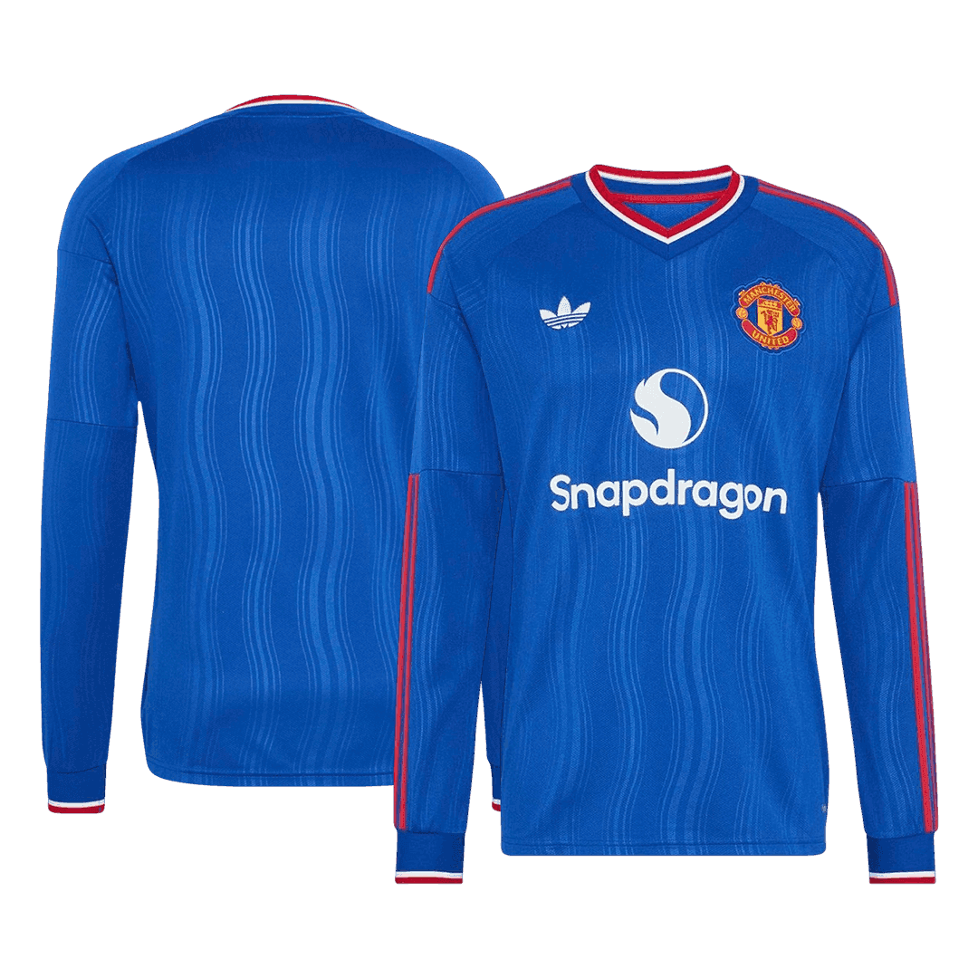 Manchester United Tröja 2026/27 Borta Långärmad Blå-2