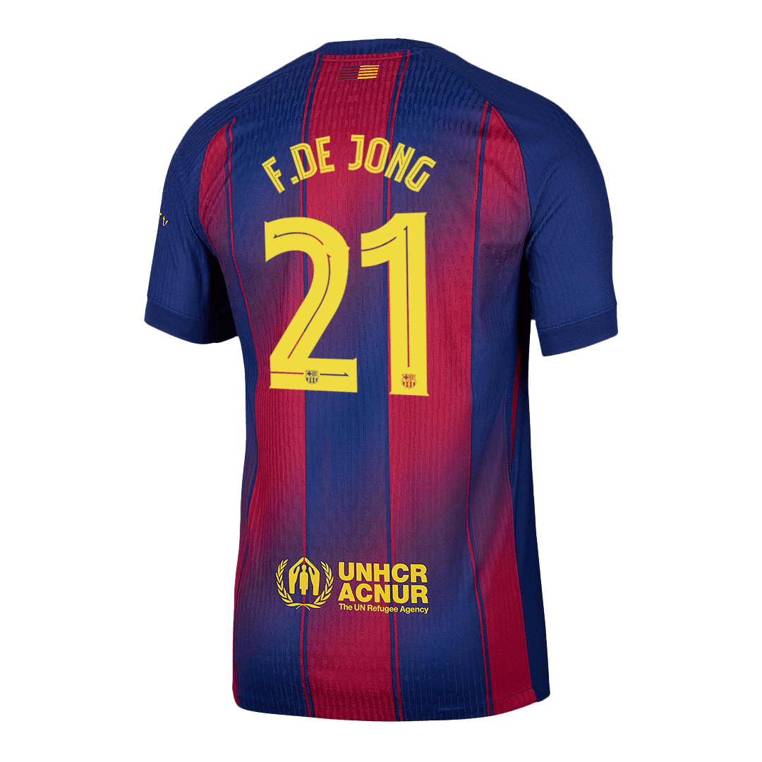 Barcelona Tröja F.DE JONG #21 2025/26 Hemma Röd & Blå - UCL-13