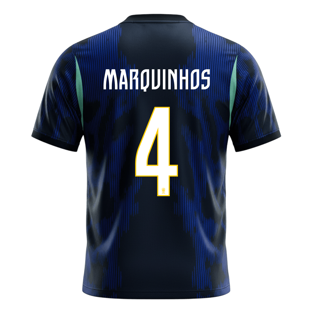 Brasilien Tröja MARQUINHOS #4 2026 Borta Mörkblå