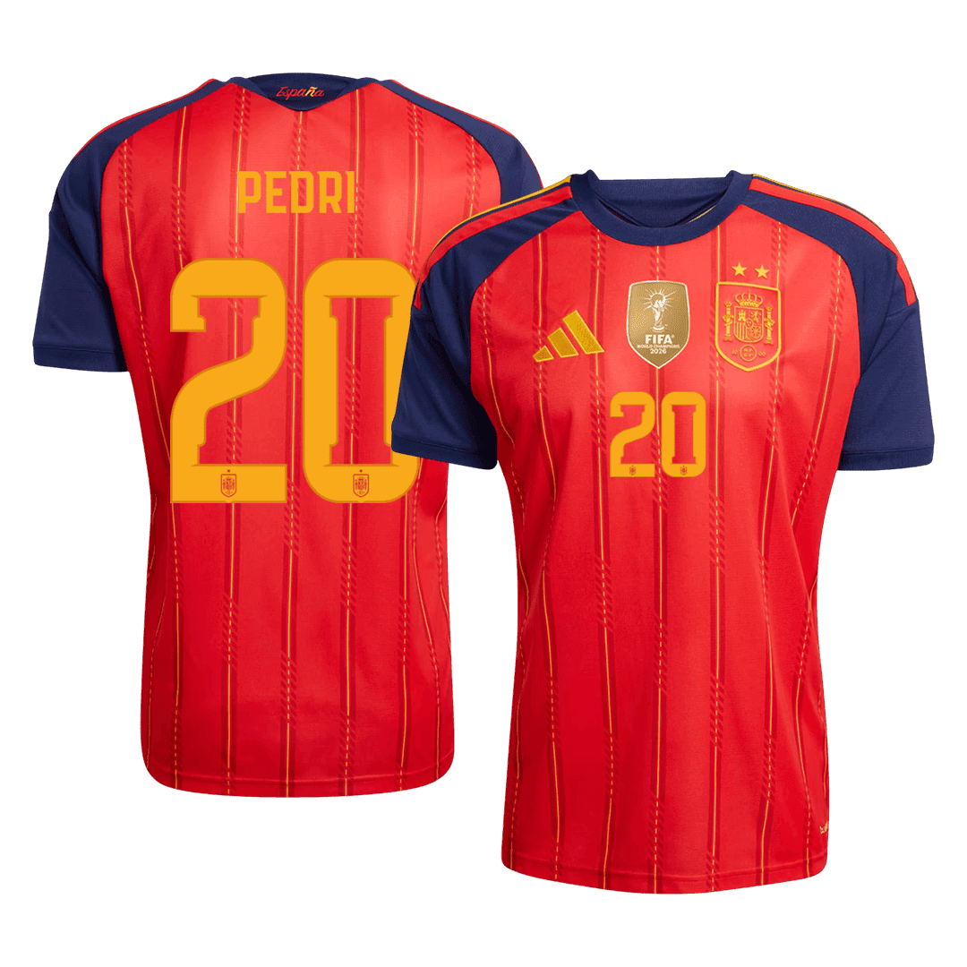 Spanien Tröja PEDRI #20 2026 Mästaredition Hemma (2 Stjärnor)