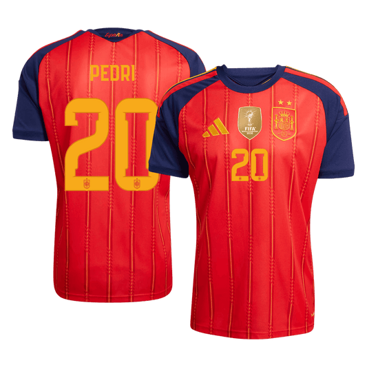 Spanien Tröja PEDRI #20 2026 Mästaredition Hemma (2 Stjärnor)