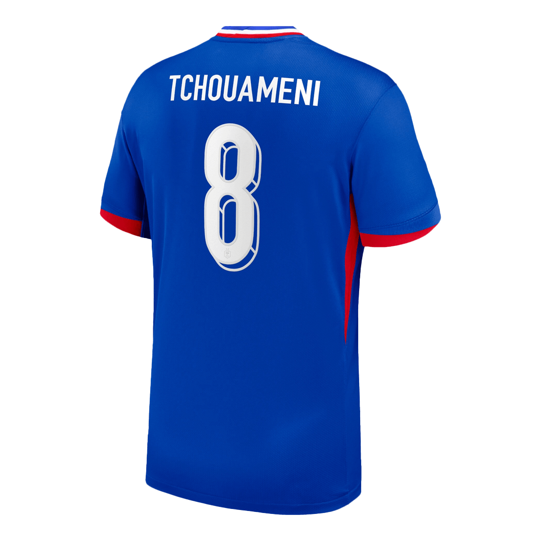 Frankrike Tröja TCHOUAMENI #8 Euro 2024 Hemma Blå-7