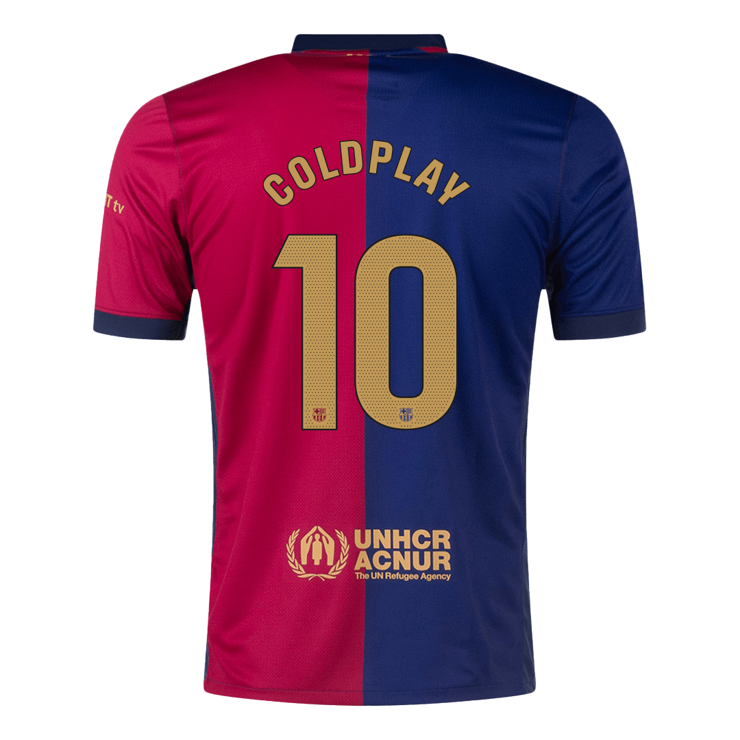 Barcelona Tröja COLDPLAY #10 2024/25 Hemma Röd & Blå-12
