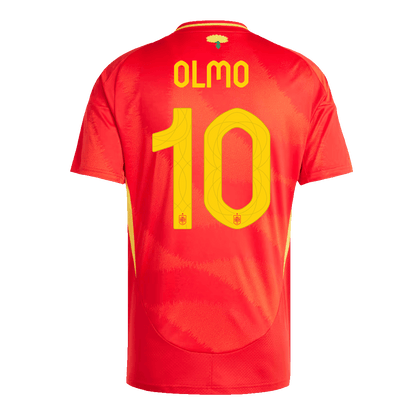 Spanien Tröja OLMO #10 Euro 2024 Hemma Röd-2