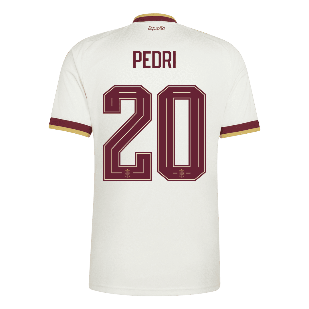 Spanien Tröja PEDRI #20 2026 Borta Vit (2 Stjärnor)