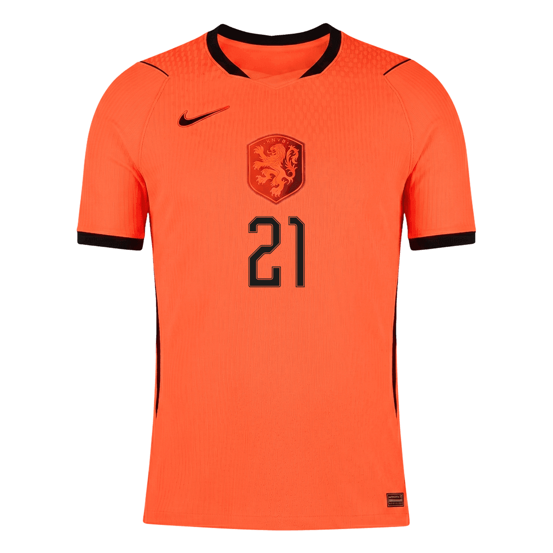 Nederländerna Tröja F.DE JONG #21 2026 Hemma Autentisk Orange