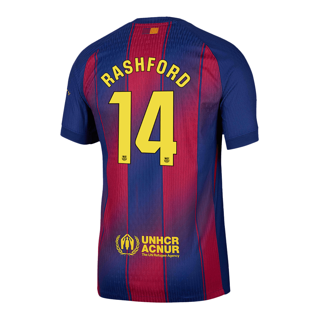 Barcelona Tröja RASHFORD #14 2025/26 Hemma Röd & Blå-13