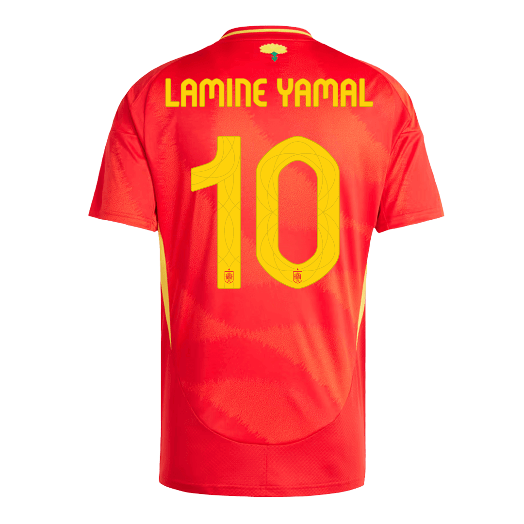 Spanien Tröja LAMINE YAMAL #10 Euro 2024 Hemma Röd