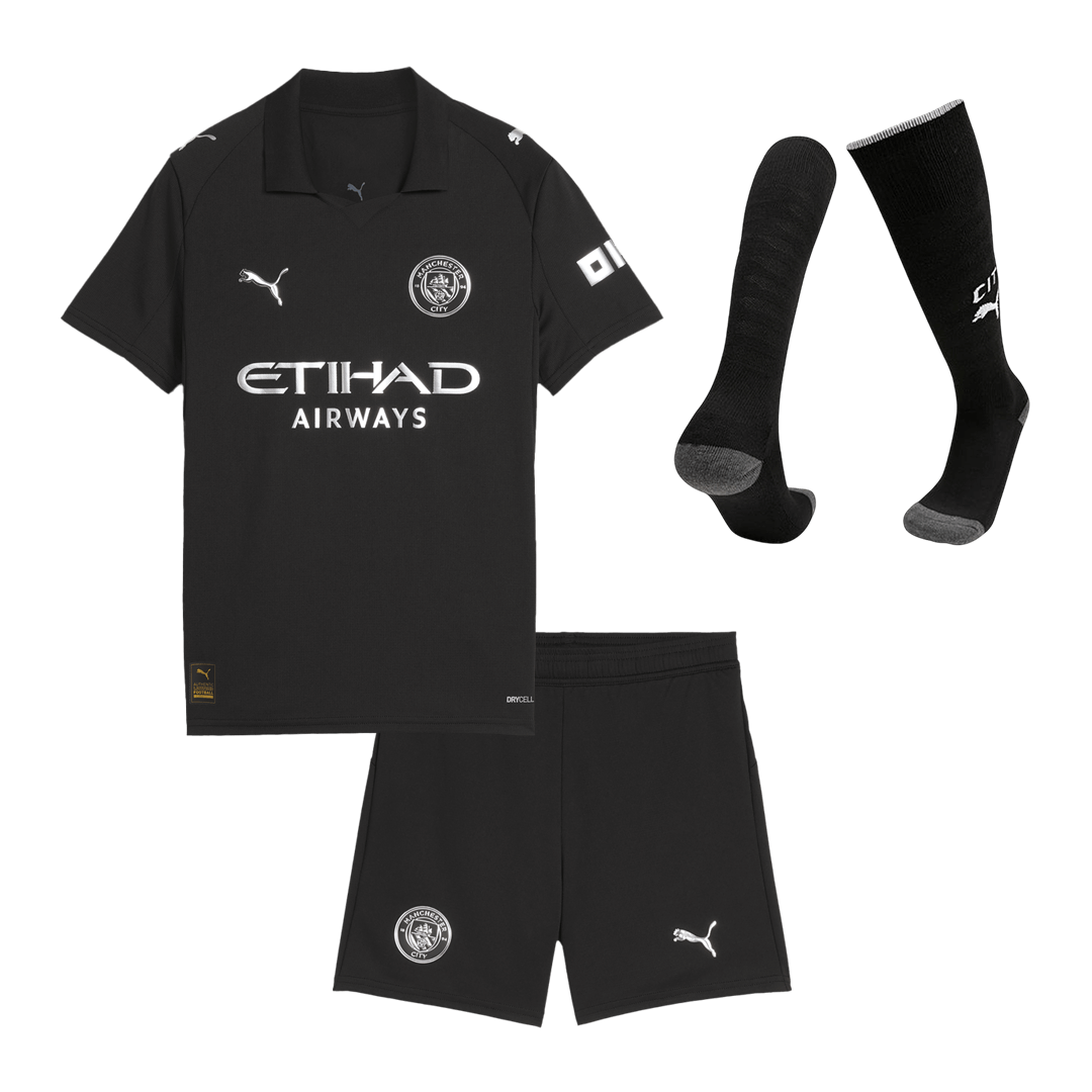 Manchester City Tröja 2025/26 Bortaställ Svart Barn