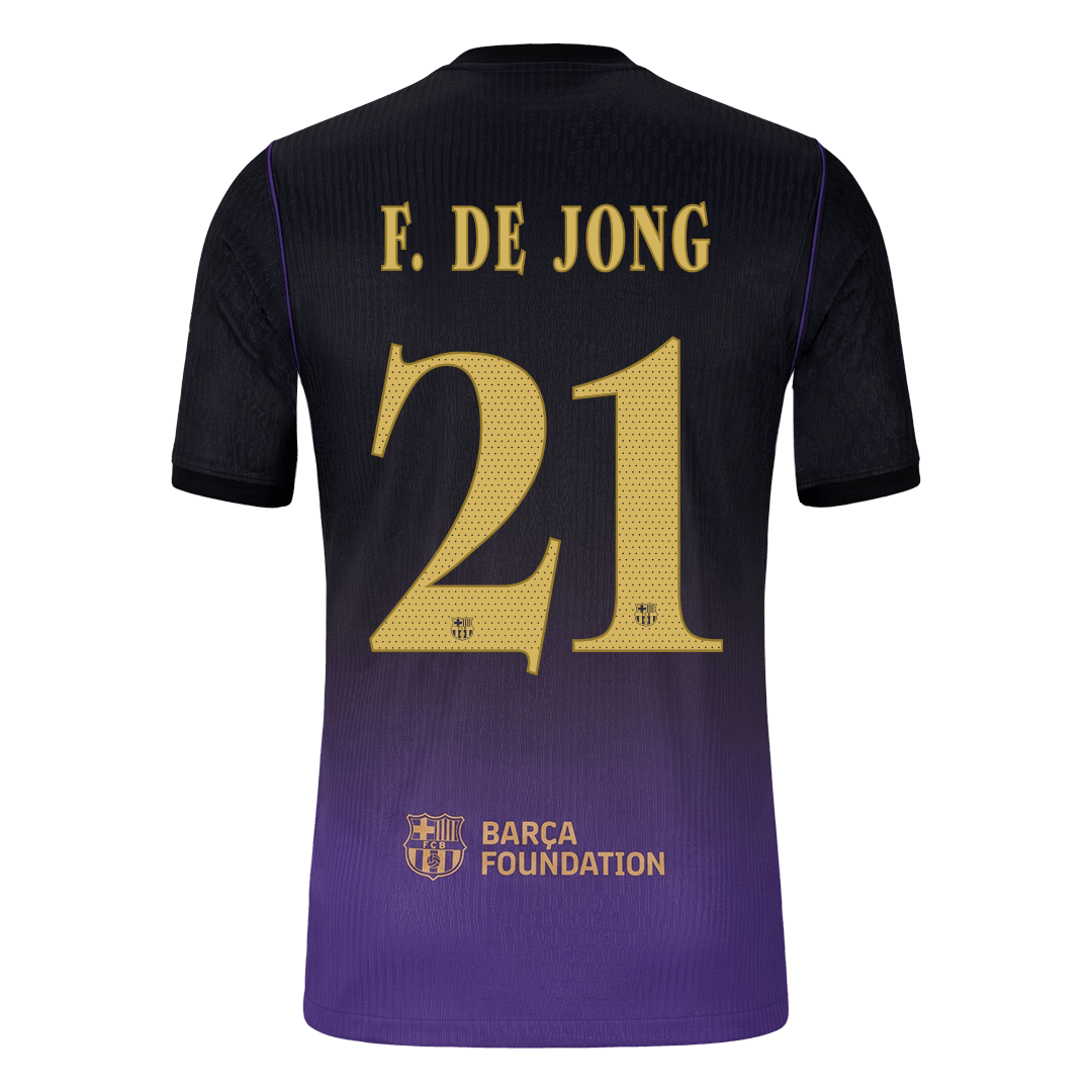 Barcelona Tröja F. DE JONG #21 2026/27 Borta Autentisk Black/Purple - UCL