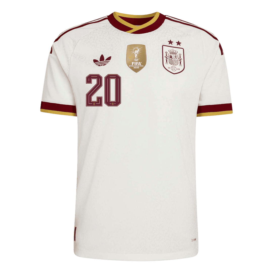 Spanien Tröja PEDRI #20 2026 Borta Autentisk Vit (2 Stjärnor)-8