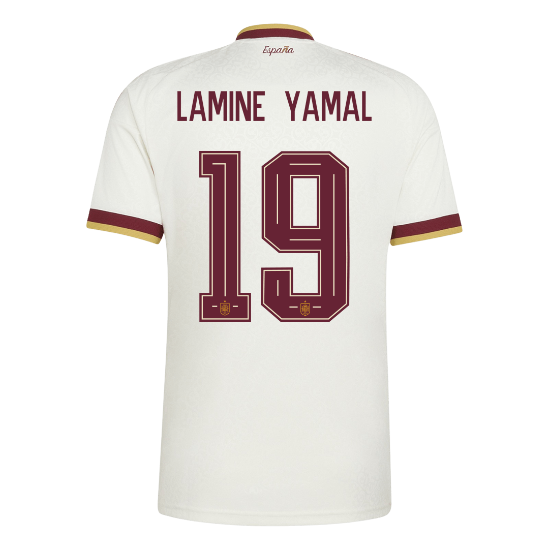 Spanien Tröja LAMINE YAMAL #19 2026 Borta Vit-2