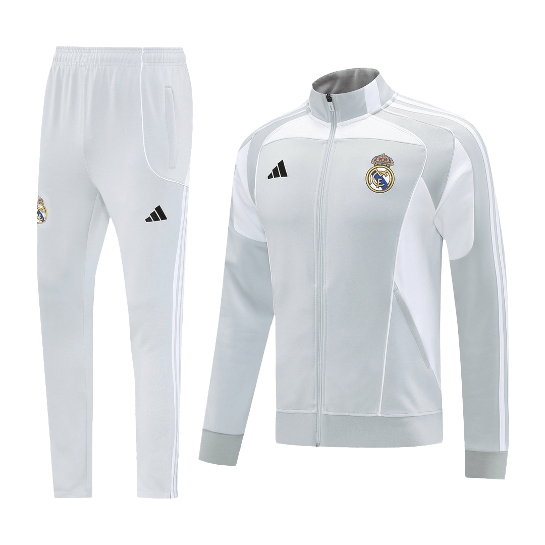 Real Madrid Hemma Träningsset (Jacka+Byxor) 2025/26 Grå-16