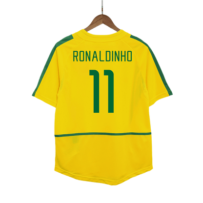 RONALDINHO #11 Brasilien Hemmatröja 2002/03 Retro Tröja
 Gul