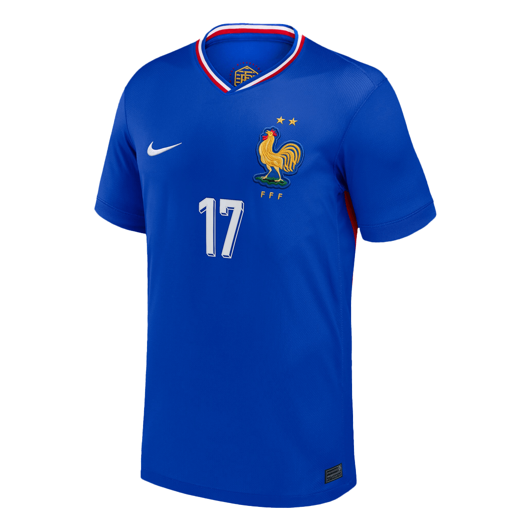 Frankrike Tröja SALIBA #17 Euro 2024 Hemma Blå-8