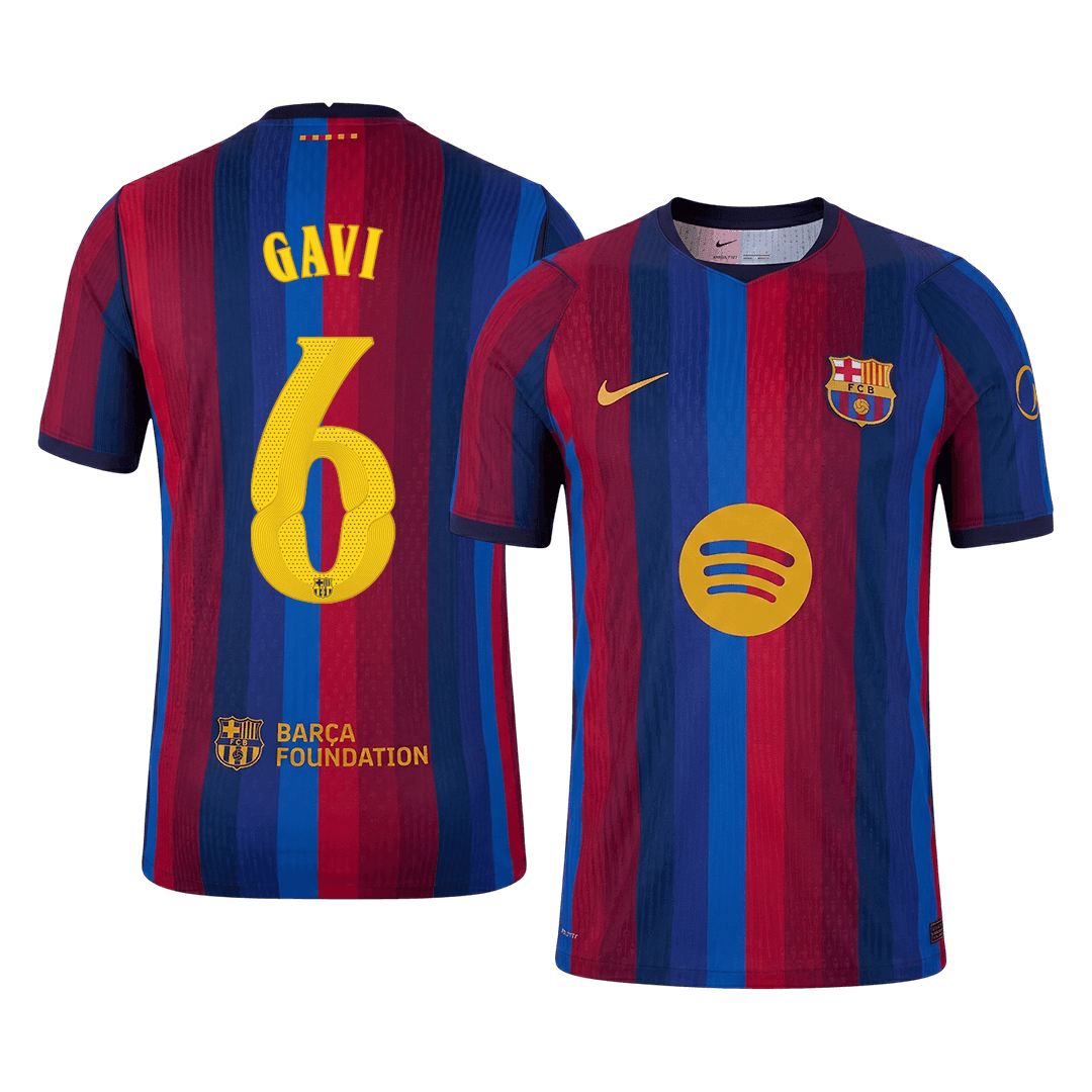 Barcelona Tröja GAVI #6 2026/27 Hemma Autentisk Röd & Blå - UCL