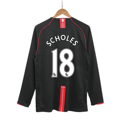 SCHOLES #18 Manchester United Bortatröja 2007/08 Retro Tröja
 Svart