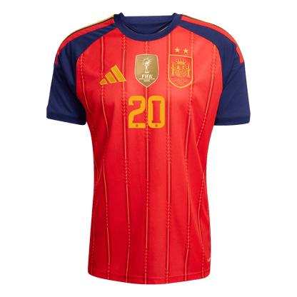 Spanien Tröja PEDRI #20 2026 Mästaredition Hemma (2 Stjärnor)-6
