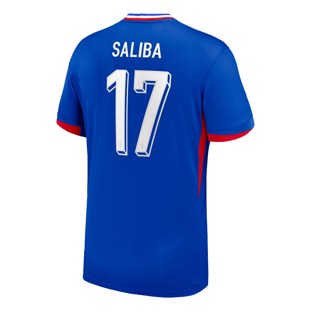 Frankrike Tröja SALIBA #17 Euro 2024 Hemma Blå-7