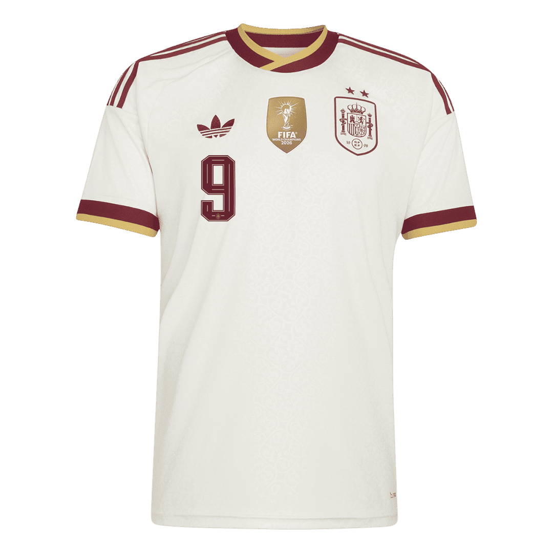 Spanien Tröja GAVI #9 2026 Borta Vit (2 Stjärnor)-2