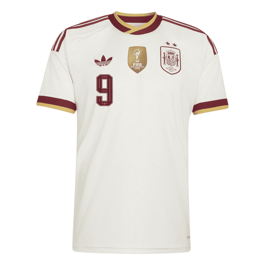 Spanien Tröja GAVI #9 2026 Borta Vit (2 Stjärnor)-1