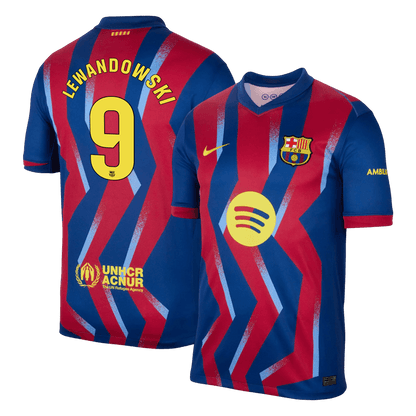 Barcelona Tröja LEWANDOWSKI #9 2025/26 Fourth Away Röd & Blå