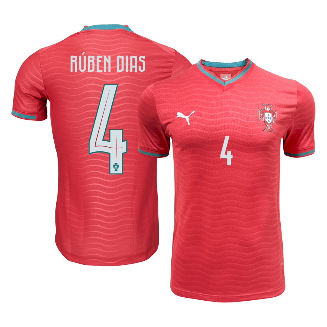Portugal Tröja RÚBEN DIAS #4 2026 Hemma Autentisk Röd
