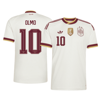 Spanien Tröja OLMO #10 2026 Borta Vit (2 Stjärnor)