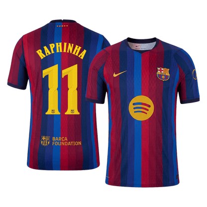 Barcelona Tröja RAPHINHA #11 2026/27 Hemma Autentisk Röd & Blå - UCL