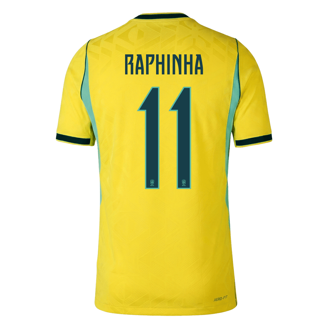 Brasilien Tröja RAPHINHA #11 2026 Hemma Autentisk Gul-3