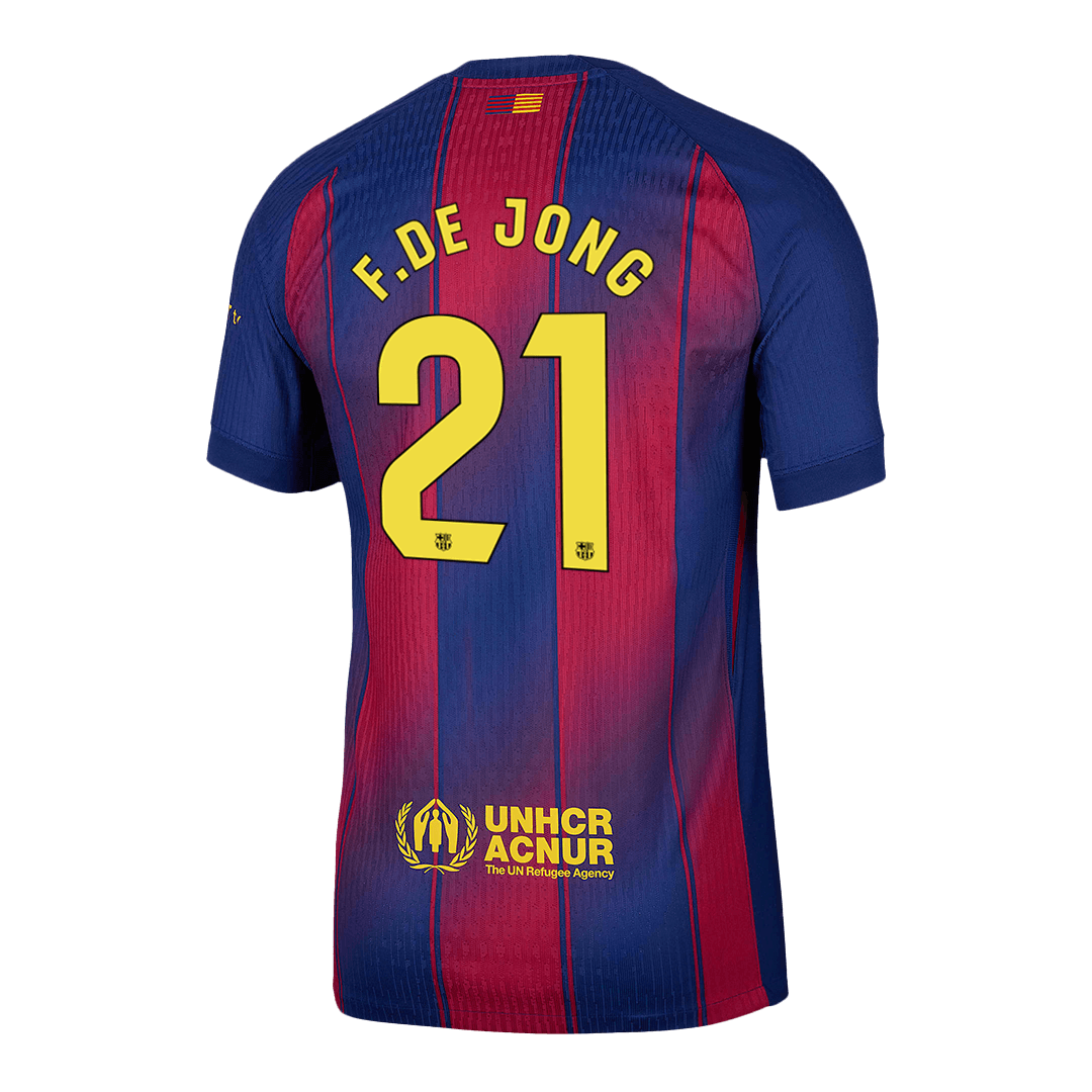 Barcelona Tröja F.DE JONG #21 2025/26 Hemma Röd & Blå-13